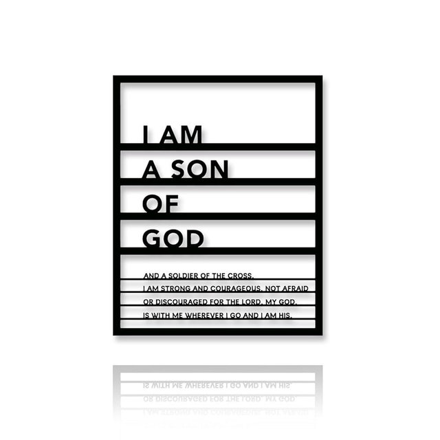 Metal Teen Boy Room Wall Decor I Am a Son of God Wall Art Sign for Boys Bedroom Playroom living Room Bathroom Motivational Sculptures Black