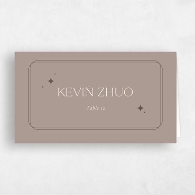 Rich Taupe, Brown Wedding Place Card - Jelani