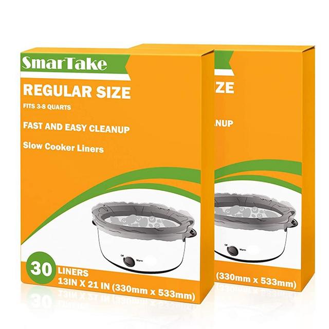 SMARTAKE Slow Cooker Liners, 13 × 21 Inches Disposable Cooking Bags, Easy Clean-Up Plastic Bags, Fit 3QT to 8QT, for Slow Cooker, Crockpot, Aluminum Cooking Trays, Pans, 2 Packs (60 Liners)