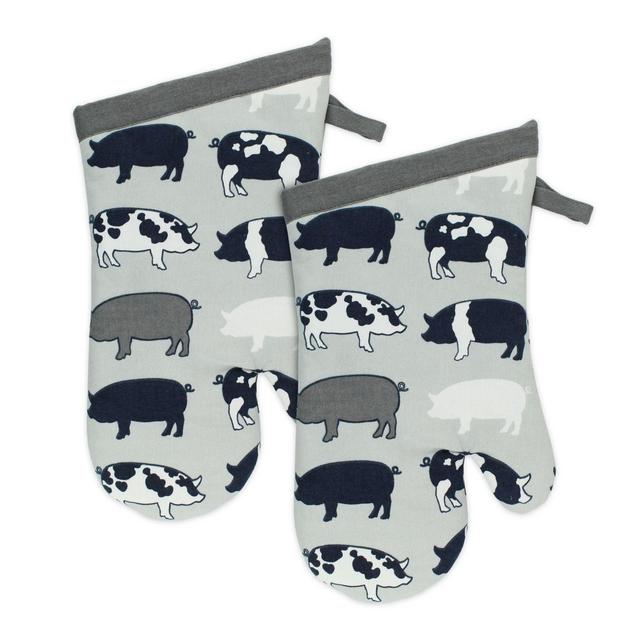 MÜkitchen® Pigs 2-Piece Oven Mitt Set in Grey