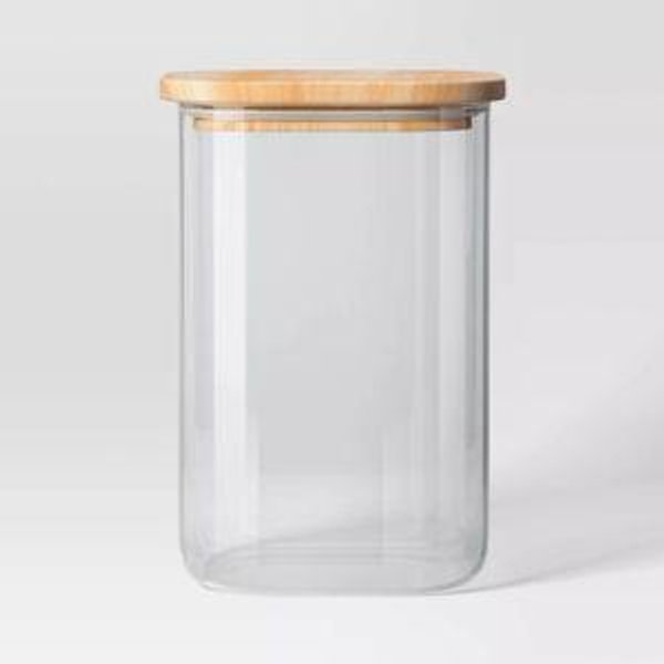 Medium Glass Square Food Storage Canister with Wood Lid - Threshold™
