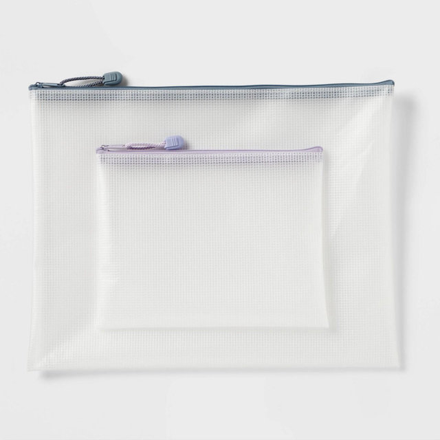 Legal & Accessory Size Zip Pouches Water-Resistant & Multi-color Zipper 2pk – up&up™