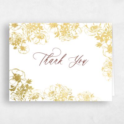 White Rustic Wedding Thank You - Anemone Landscape Foil