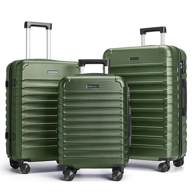 LIGHT FLIGHT Luggage Sets, 3 Piece Durable Suitcase Set with Spinner Wheels, 3 Pcs Hardside Lightweight luggage with TSA Lock, Large Checked Travel Suitcases, 20/24/28 Inch, Pine Green