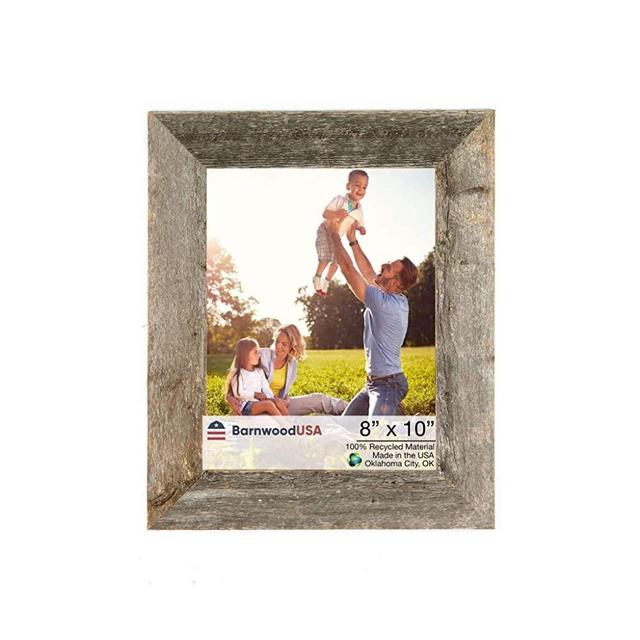 BARNWOODUSA | Farmhouse 8x10 Picture Frame | 1 1/2 inch Molding | 100% Reclaimed Wood | Rustic | Natural Weathered Gray