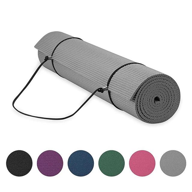 Gaiam Essentials Premium Yoga Mat with Yoga Mat Carrier Sling (72"L x 24"W x 1/4 Inch Thick)