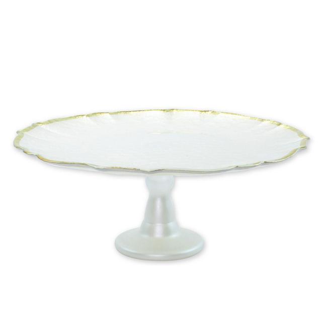 viva by VIETRI Baroque Glass Footed Cake Stand in White