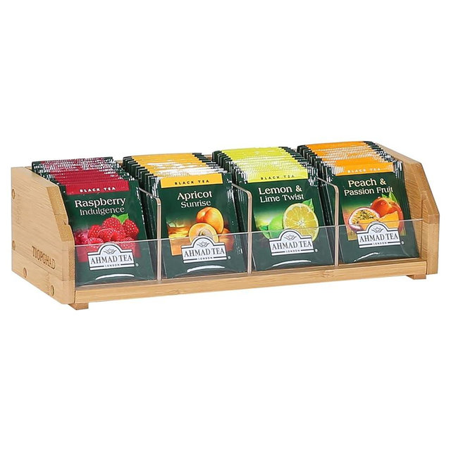 TIOPGHAD Small Bamboo Tea Bag Organizer Storage Holder for Tea Bags Wood Tea Box Containers Tea Rack Teabag Station Stand for Cabinet Countertop Office