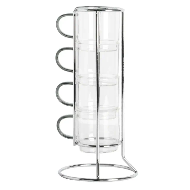Gibson Soho Lounge 4-Pack 3.8oz Glass Espresso Cup Set w/ Rack