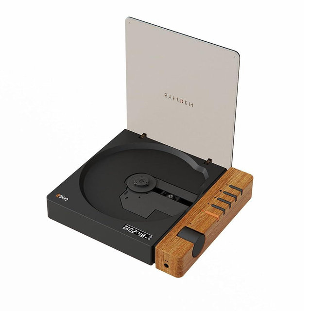 syitren R300 CD Player Portable Bluetooth Desktop Retro CD Players for Home,Without Speakers, Rechargeble Battery Small Compact Vintage CD Player,SPDIF Out,Brown