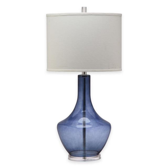 Safavieh Mercury 1-Light Crackle Glass Table Lamp in Light Blue with Cotton Shade