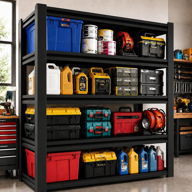 SAWJEC 47.2" W x 23.6" D x 72" H Garage Storage Shelves, 5000 lbs Heavy Duty Metal Shelving Unit, 5 Tier Adjustable Storage Shelves Heavy Duty for Garage Warehouse Basement
