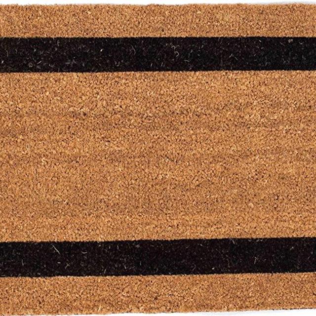 BIRDROCK HOME Rectangular Coir Doormat - 18 x 30 Inch - Standard Mat with Black Border and Natural Fade - Vinyl Backed - Outdoor Front Door Entrance Mats