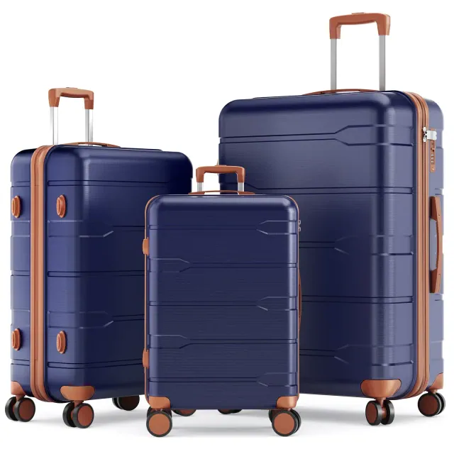 SUGIFT 3pc Hardside Luggage Set with Spinner Wheels and TSA Lock Blue