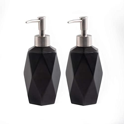 FE Soap Dispenser, 400ml/13.5oz Ceramic Rhombus Lotion Dispenser, Dish Soap Dispenser for Kitchen, Bathroom and Washroom