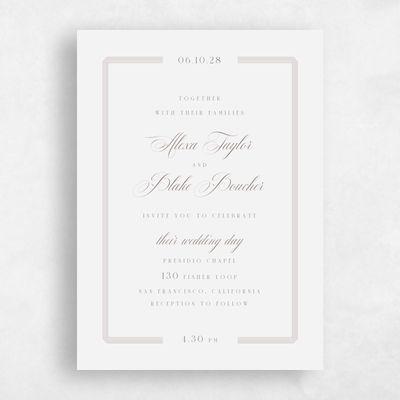 Taupe, Grey Wedding Invitation - Felicity Portrait