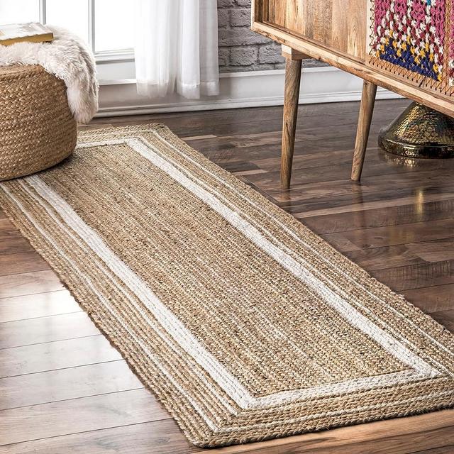 nuLOOM Rikki Coastal Braided Jute Runner Rug, 2' 6" x 6', Off-white