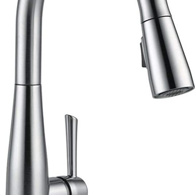Delta Faucet Essa Single-Handle Touch Kitchen Faucet with Pull Down Sprayer, Kitchen Sink Faucet with Kitchen Soap Dispenser, Touch2O, Magnetic Docking Spray Head, Arctic Stainless