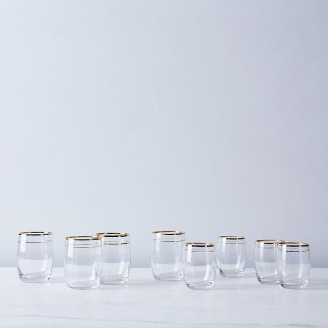 Gold-Rimmed Barrel Glasses (Set of 4)