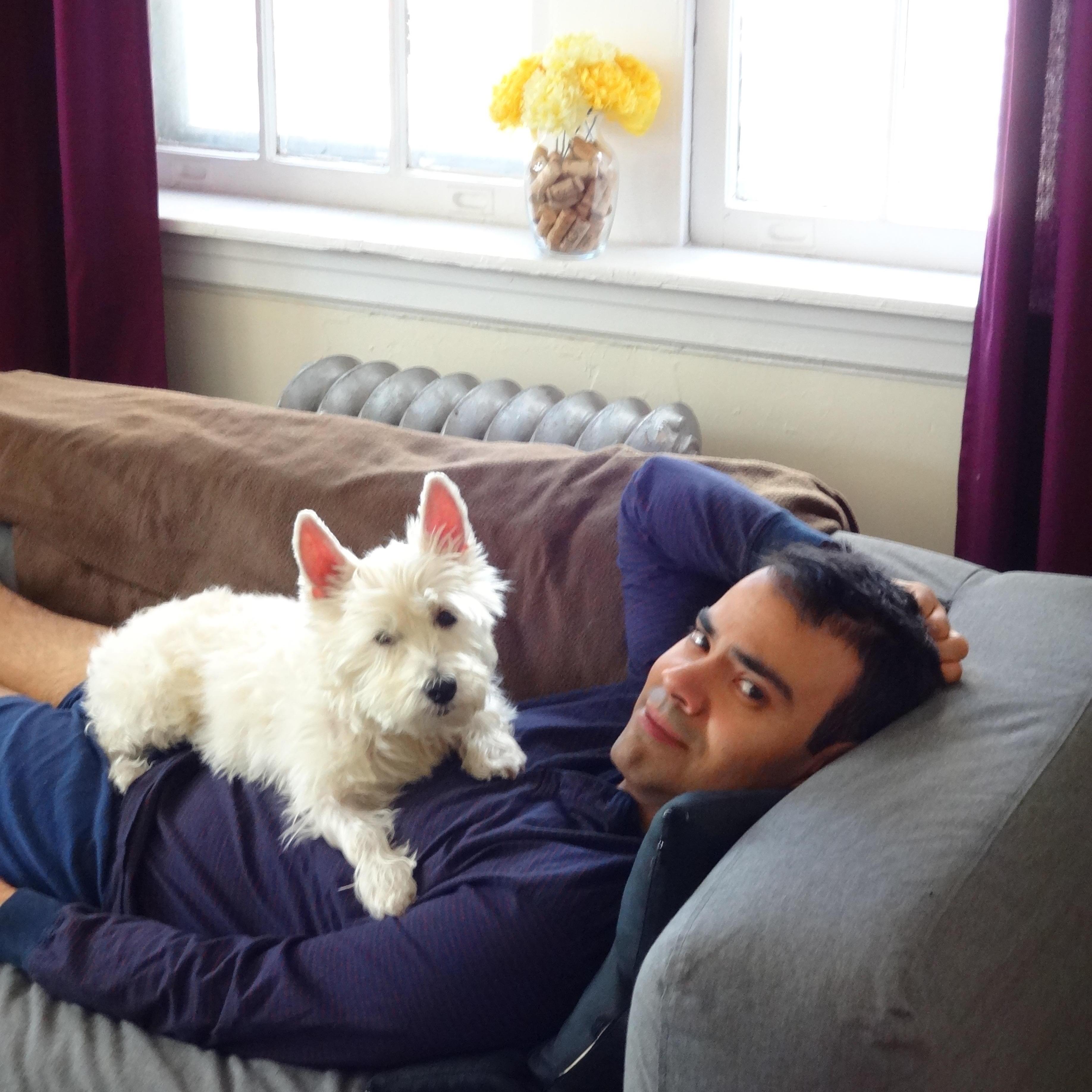 Couch time with Jasmine in Philadelphia.
