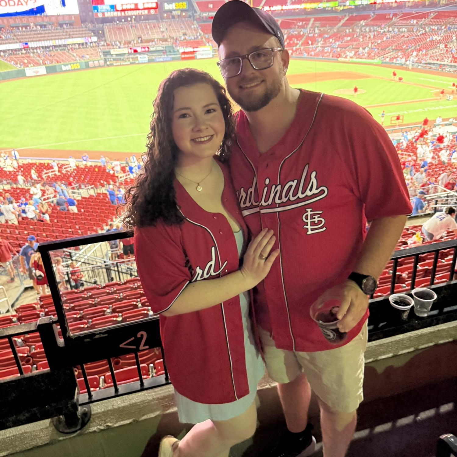 Ashley surprised Jay with all inclusive club tickets to see his Cards for his birthday:)