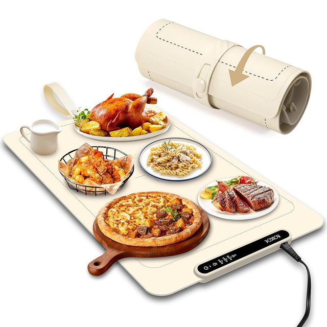 Food Warming Mat,Electric Warming Tray Food Warmer with Adjustable Temperature,Rollable Potable Silicone Heating Mat for Food,Versatile Kitchen Gadgets Home Essentials for Buffet Party Gathering