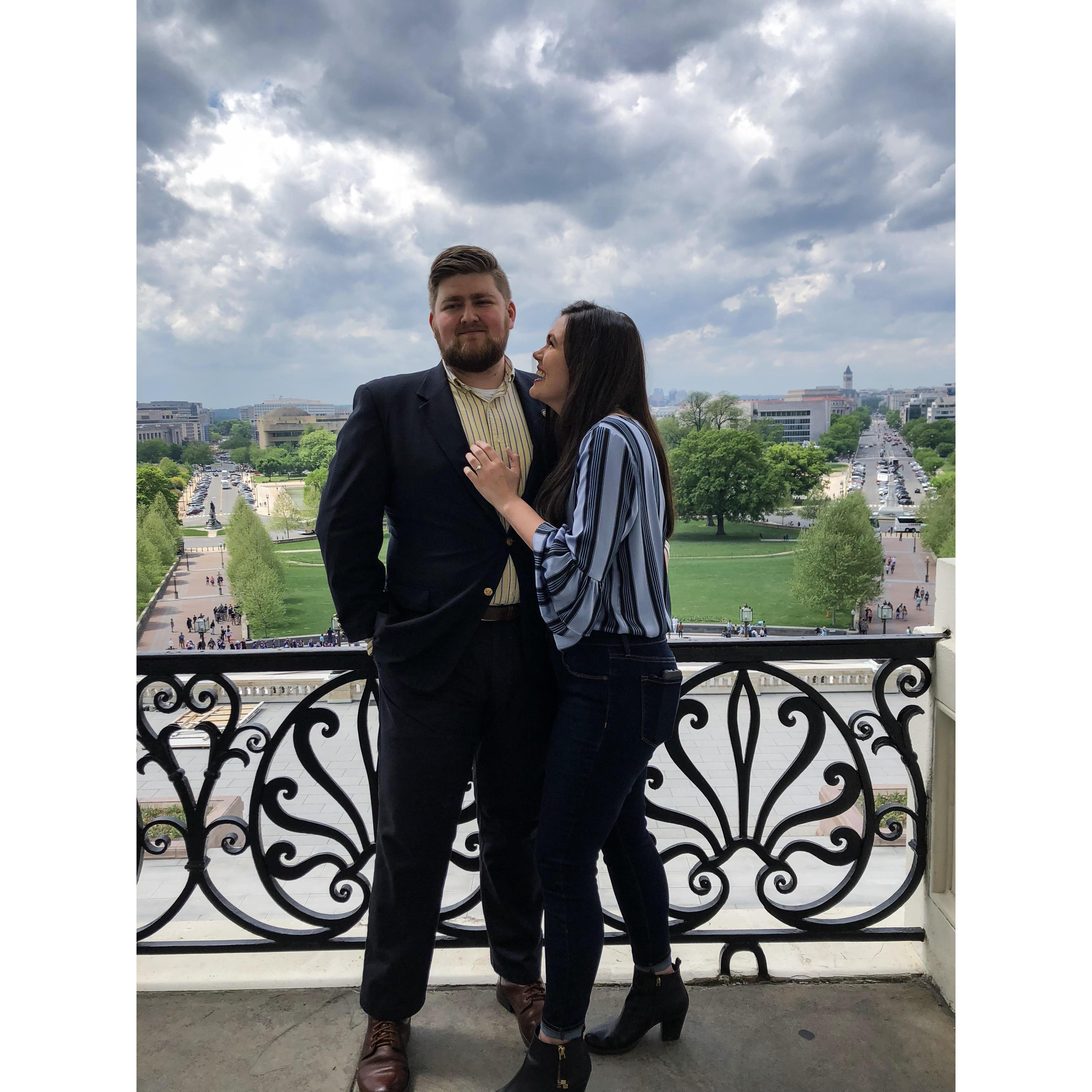 April 26, 2019-Finally engaged! Picture on the Speaker's Balcony in the United States Capitol Building.