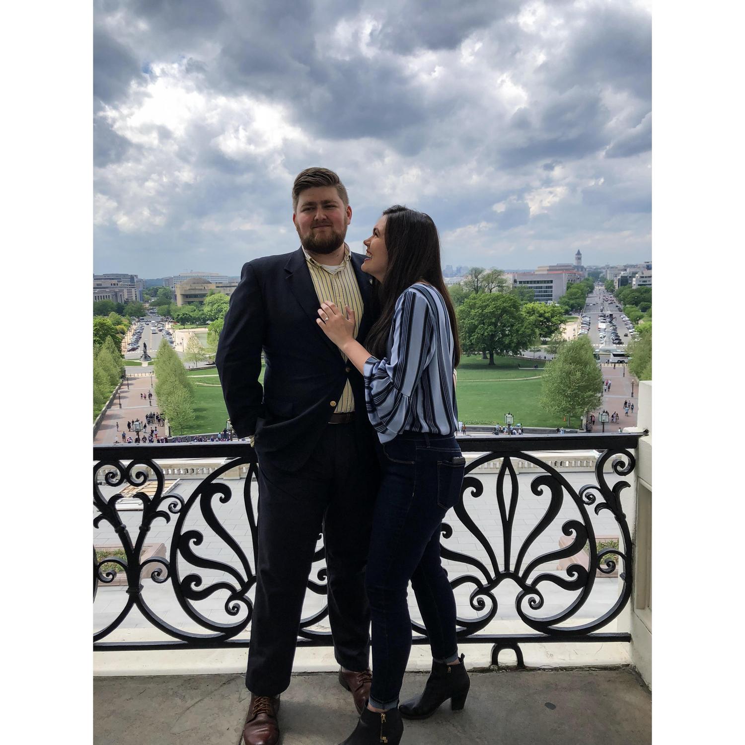April 26, 2019-Finally engaged! Picture on the Speaker's Balcony in the United States Capitol Building.