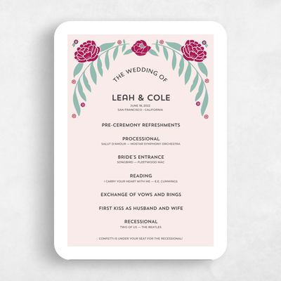 Pink Rounded Wedding Program - Kearney