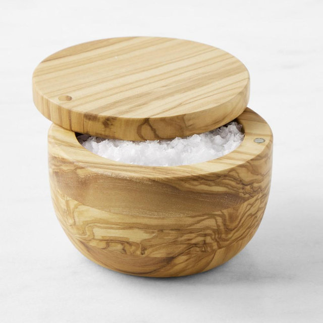 Williams Sonoma Salt Cellar, Olivewood