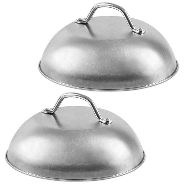 9 Inch Cheese Melting Dome - 2 Pack Heavy Duty Round Basting Cover - Stainless Steel Steaming Cover Grilling Melting Dome for Flat Top Griddle Grill - Griddle Accessories Indoor or Outdoor