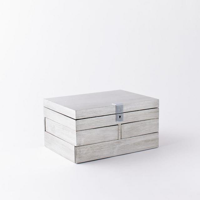 Grand Lacquer Jewelry Box, Antique Silver