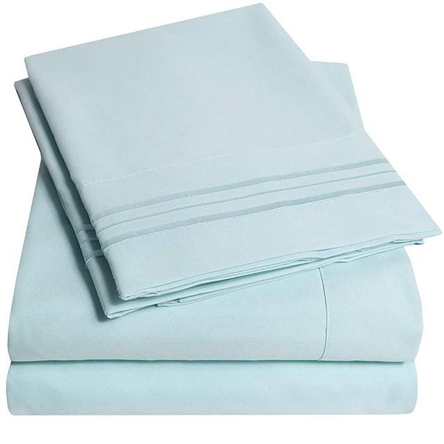 1500 Supreme Collection Bed Sheet Set - Extra Soft, Elastic Corner Straps, Deep Pockets, Wrinkle & Fade Resistant Hypoallergenic Sheets Set, Luxury Hotel Bedding, King, Light Blue