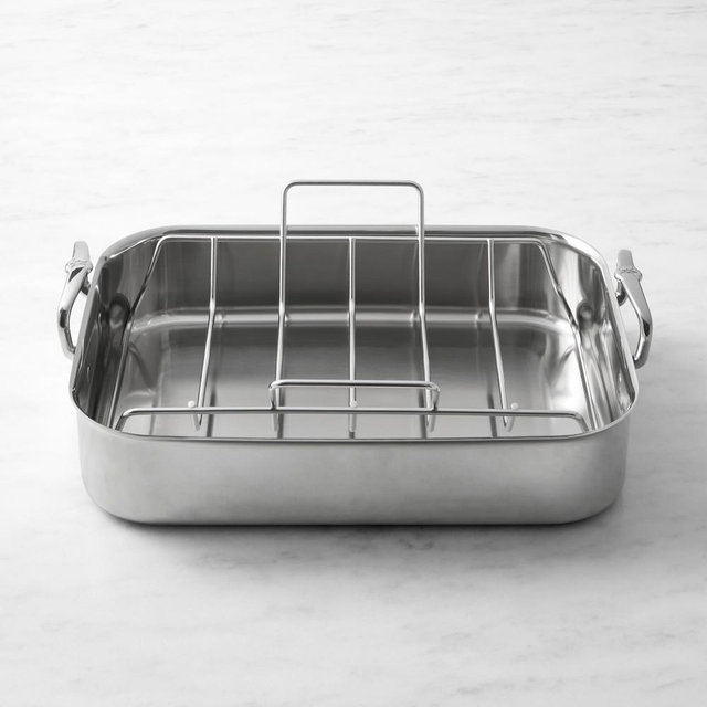 Hestan Provisions Polished Stainless-Steel Classic Roaster with Rack, Large