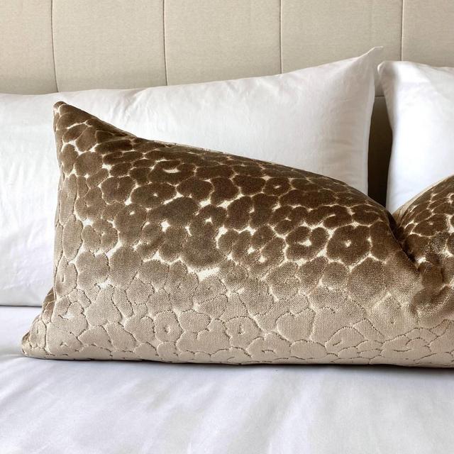 Long Lumbar Neutral Taupe Leopard Print Throw Pillow Cover, Cover Only