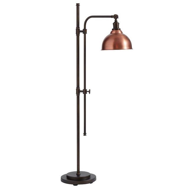 High Gloss Copper Metal Bell Articulating Floor Lamp, Bronze Base