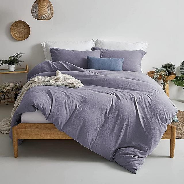 MILDLY Duvet Cover King Size - Super Soft Light Purple Duvet Cover Set 3 Pieces 100% Washed Microfiber Comforter Cover Set Bedding Set with Zipper Closure, 1 Duvet Cover 104x90 and 2 Pillow Shams