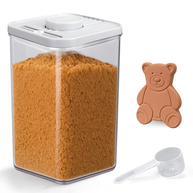 Airtight Brown Sugar Container 2.7Qt/2600ml - Moisture-Proof Kitchen & Pantry Brown Sugar Keeper Container Airtight Saver Storage for Flour, Baking Supplies, Coffee with Locking Lid