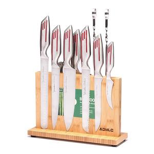 Magnetic Kitchen Knife Block(Natural Bamboo),Knife Holder,Knife Organizer Block,Knife Dock,Cutlery Display Stand and Storage Rack,Kitchen Scissor Holder,Large Capacity,Double Side Strongly Magnetic