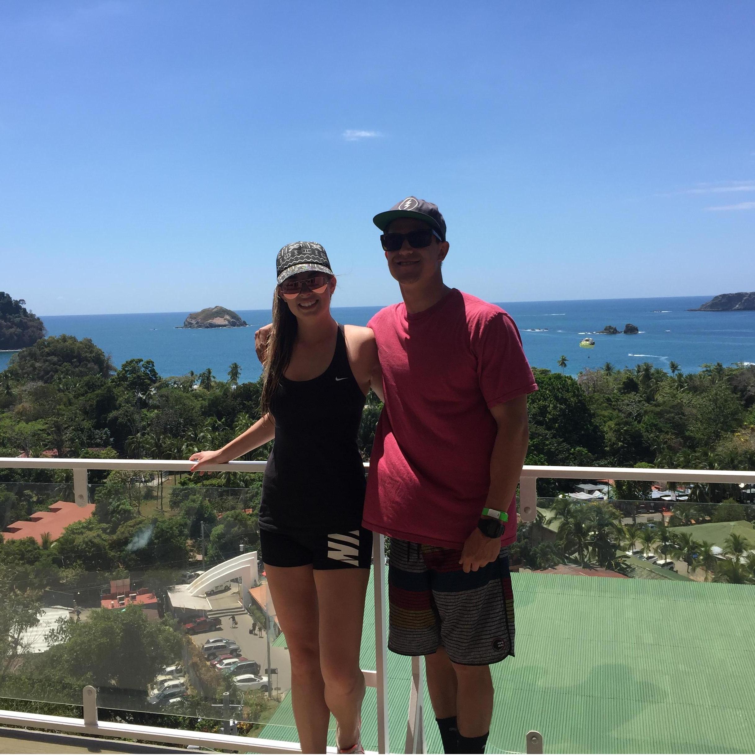 Ricky and I in Manuel Antonio, Costa Rica (above the beach where we're getting married) on our first trip together.