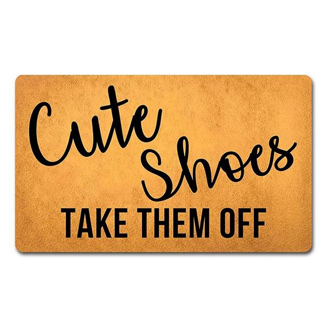 Funny Welcome Mat Personalized Front Porch Mat Decor Rugs with Rubber Back 30"(L) x 18"(W Cute Shoes Take Them Off Doormat for Entrance Way Monogram Mats for Front Door No Slip Kitchen Rugs and Mats
