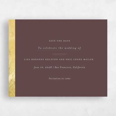 Chocolate, Brown Wedding Save the Date - Jules Landscape Foil