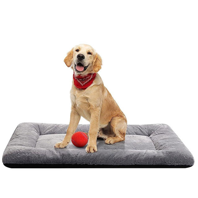 Dog Beds Crate Pad for Medium/Large Dogs Fit Metal ,Ultra Soft, Washable & Anti-Slip Kennel Pad for Dogs Cozy Sleeping Mat,Gray 36inch