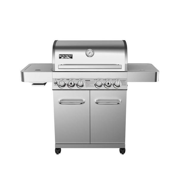 4-Burner Propane Gas Grill in Stainless with LED Controls, Side and Side Sear Burners