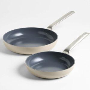 Crate & Barrel EvenCook Ceramic Taupe Nonstick Fry Pans, Set of 2 + Reviews | Crate & Barrel