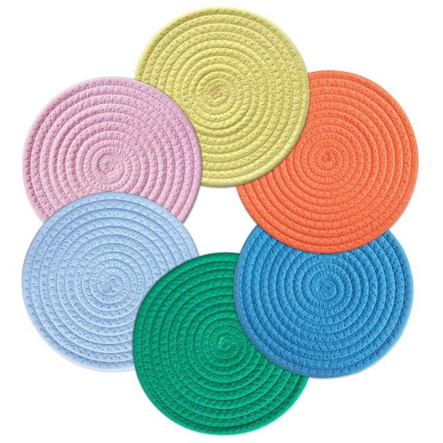 KITLAB 8 Inch Trivets for Hot Dishes, Hot Pots and Pans, Thick Heat Resistant Large Coaster for Kitchen, Hot Pads, Kitchen Essentials, Kitchen Decor for Table & Countertop, 6 Pcs