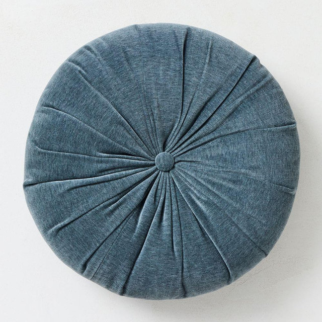 Classic Velvet Tufted Round Pillow, Ocean, 18" Round