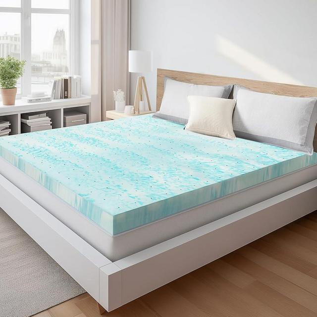 Sweetcrispy Mattress Topper Twin,3 Inch Thick Memory Foam Gel Infused Cooling Toppers Pad for Twin Size Bed, Sleeper Sofa, RV, Camper, CertiPUR US Certified, Ventilated and Breathable, Blue