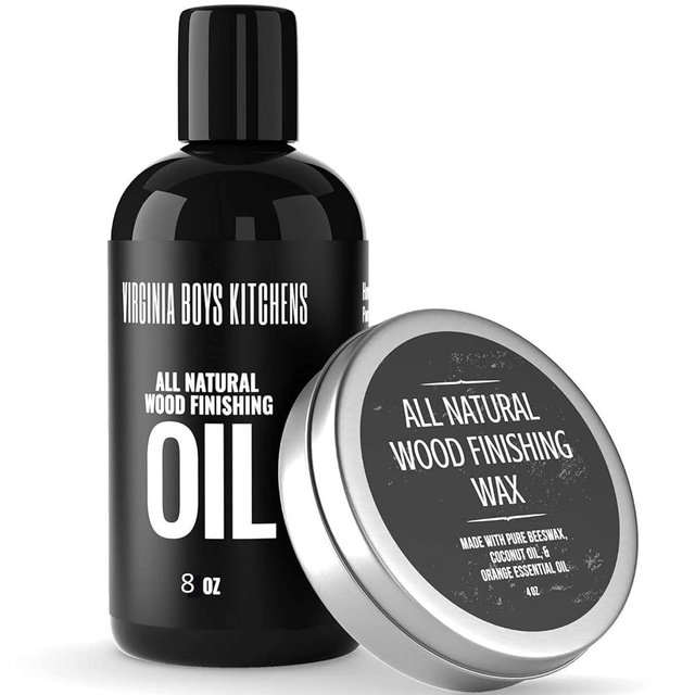 - Save $7 - Virginia Boys Kitchens - Made in USA - Wood Wax & Seasoning Oil Combo - Organic Beeswax and Coconut oil