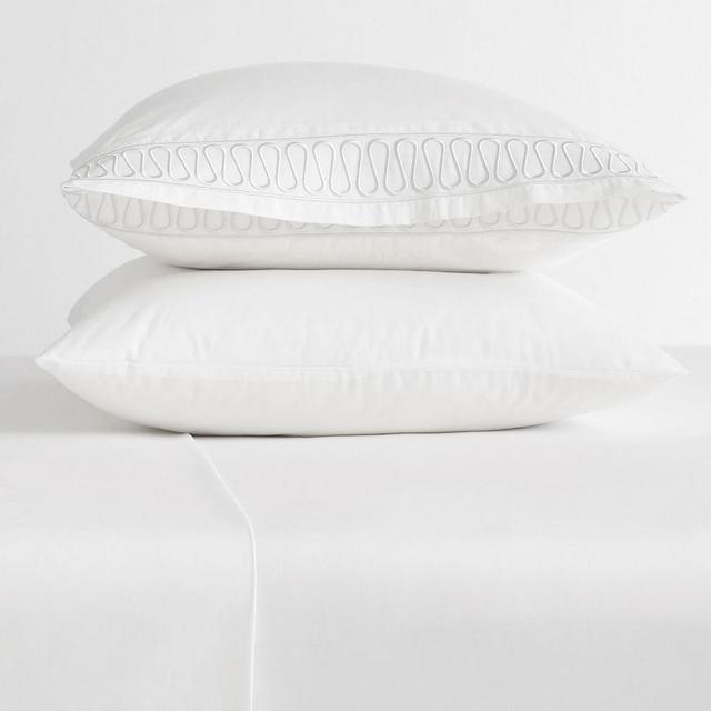 Monique Lhuillier Margaux Embroidered Organic Cotton Pillowcases King, Setof 2, Gray, Set of 2